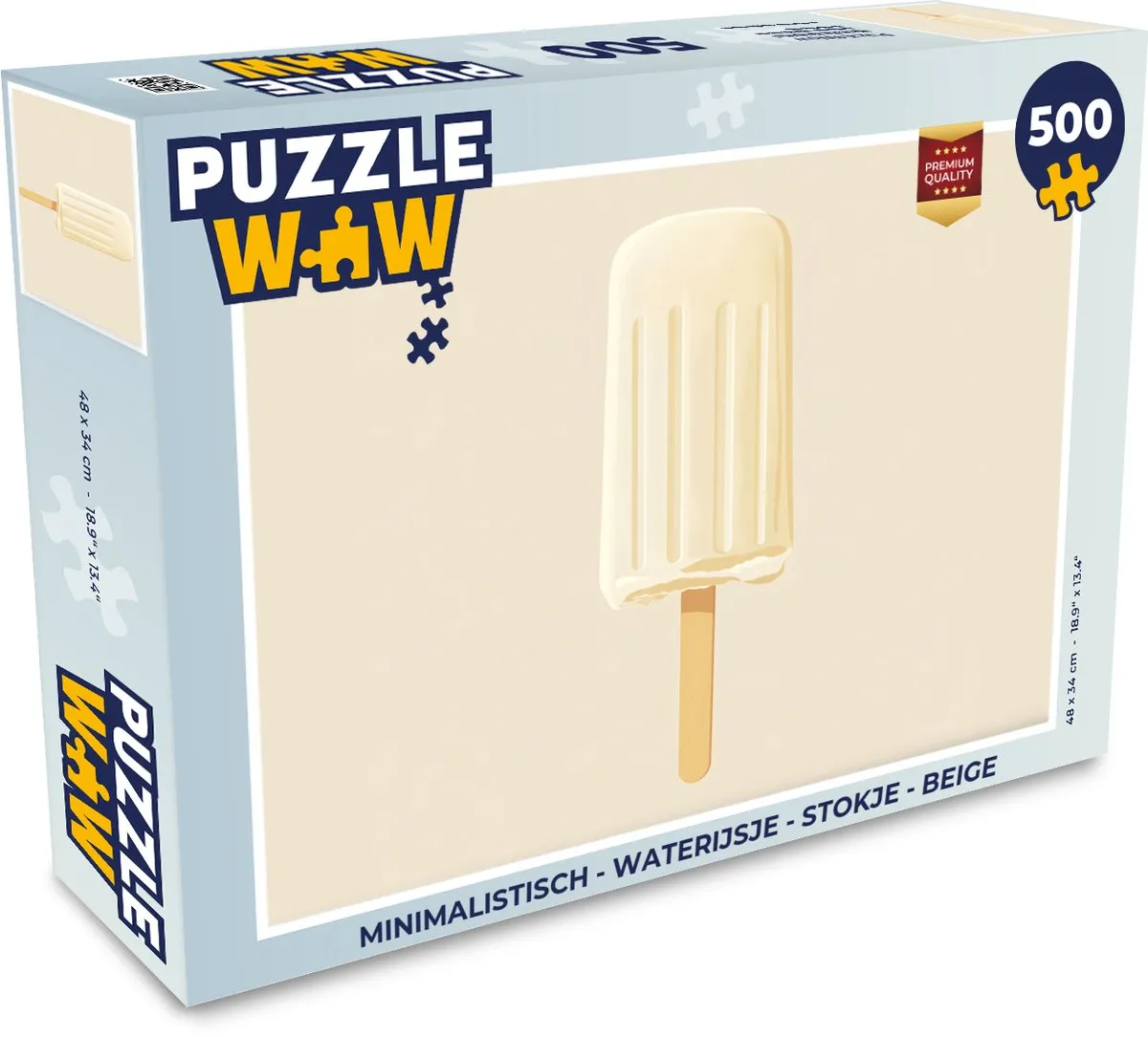 PuzzleWow Minimalistisch Waterijsje Stokje Legpuzzel 500 Stuks - Beige