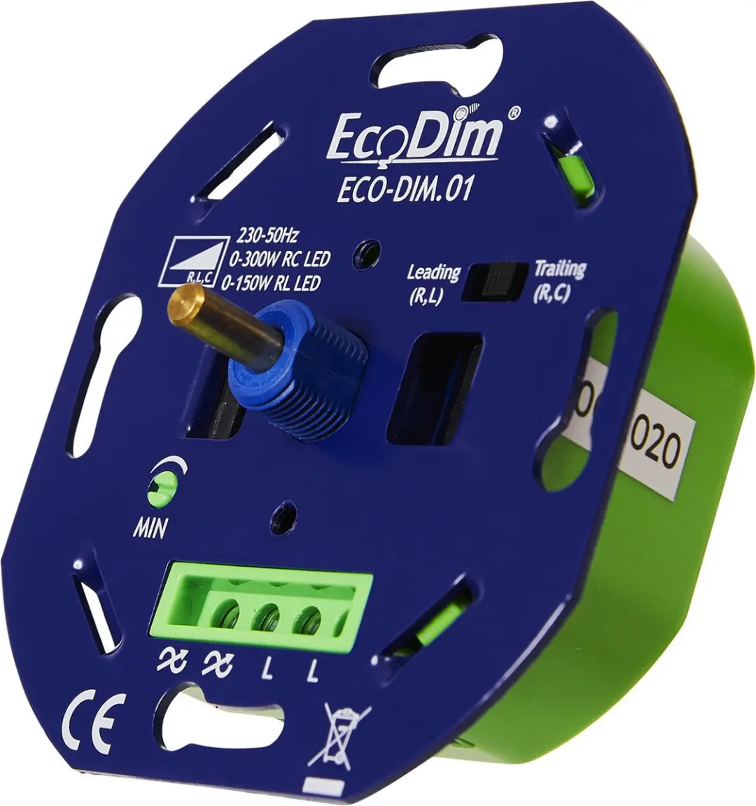 EcoDim ECO-DIM.01 LED Dimmer 0-300W - Inbouw - Blauw/groen