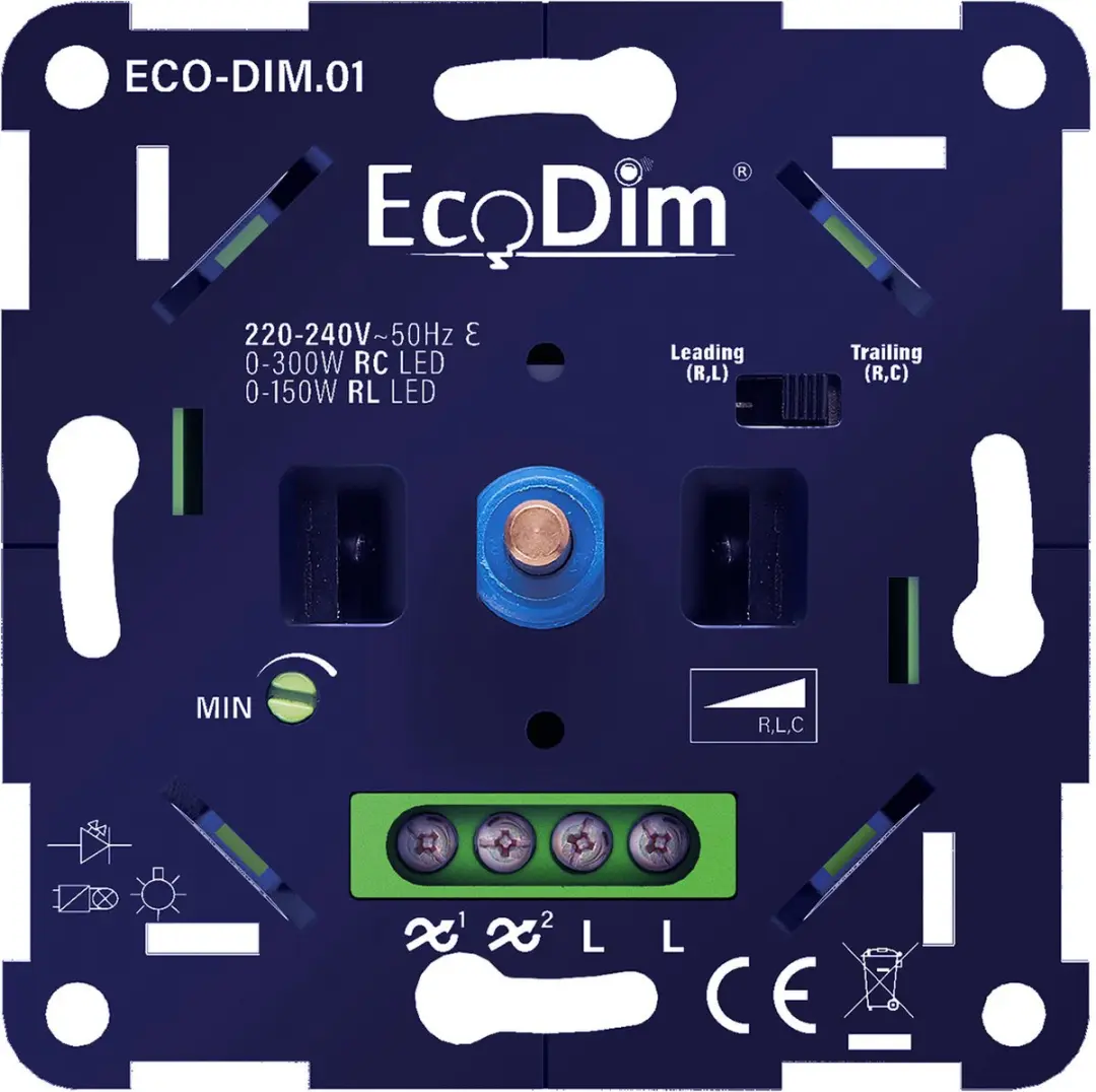 EcoDim ECO-DIM.01 LED Dimmer 0-300W - Inbouw - Blauw/groen