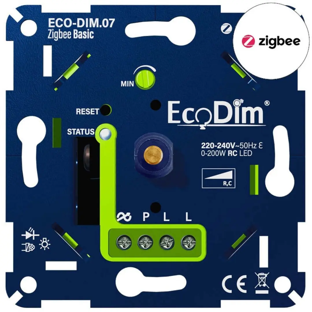 EcoDim ECO-DIM.07 LED Dimmer - Fase Afsnijding RC - ZigBee - 0-250W
