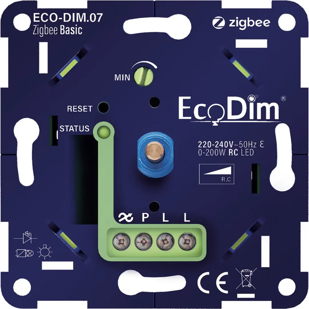 EcoDim ECO-DIM.07 LED Dimmer - Fase Afsnijding RC - ZigBee - 0-250W