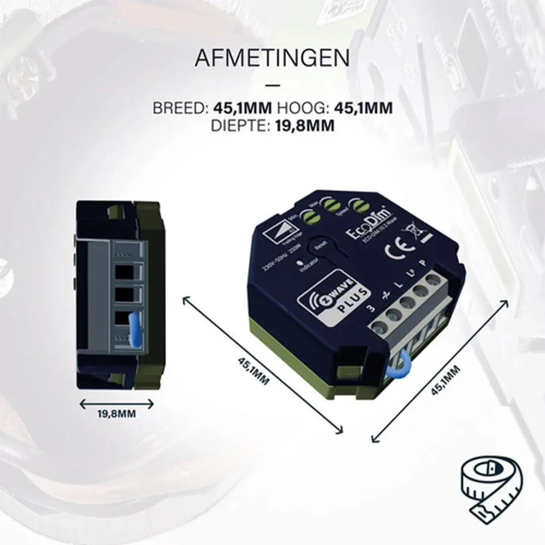 Ecodim Smart LED Dimmer Module Z-Wave 250W - Blauw
