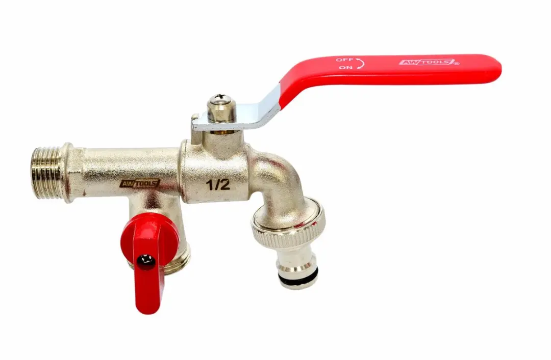Awtools AW61485 Dubbele Buitenkraan - Messing/Nikkel - afbeelding 2 van 2