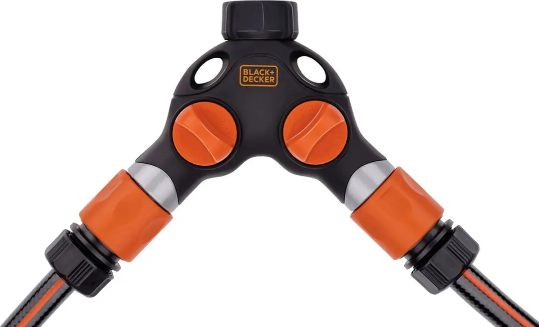 BLACK+DECKER Kraanstuk 3/4 Waterstop Splitser - 2 Weg - Zwart/ Oranje - afbeelding 4 van 6