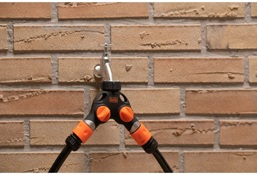 BLACK+DECKER Kraanstuk 3/4 Waterstop Splitser - 2 Weg - Zwart/ Oranje - afbeelding 5 van 6