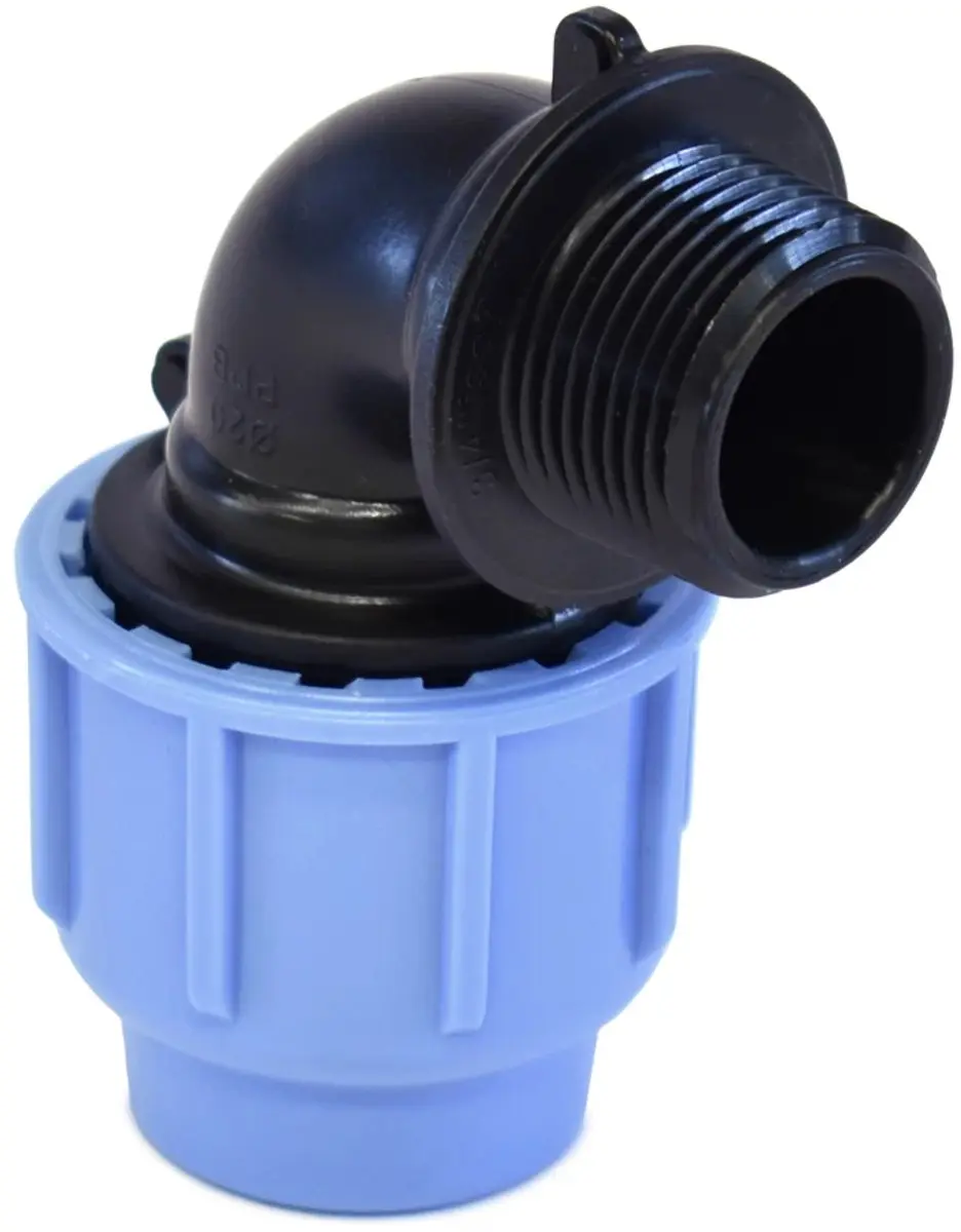 Tyleen toebehoren knie buitendraad zwart / blauw 3/4 inch naar 16 mm Deltafix