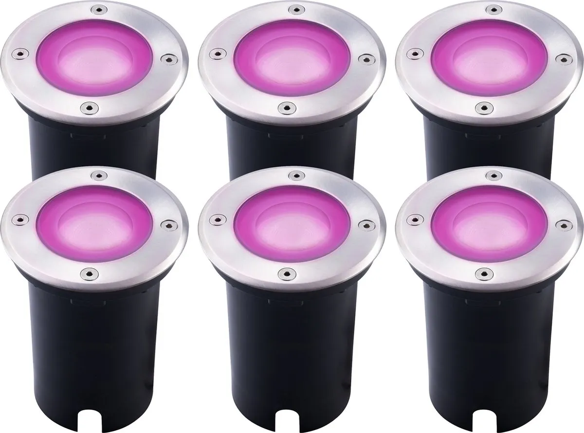 LEDVION 6X SMART LED Grondspot IP67 - 9 Stuks - 4,9W - Geborsteld RVS