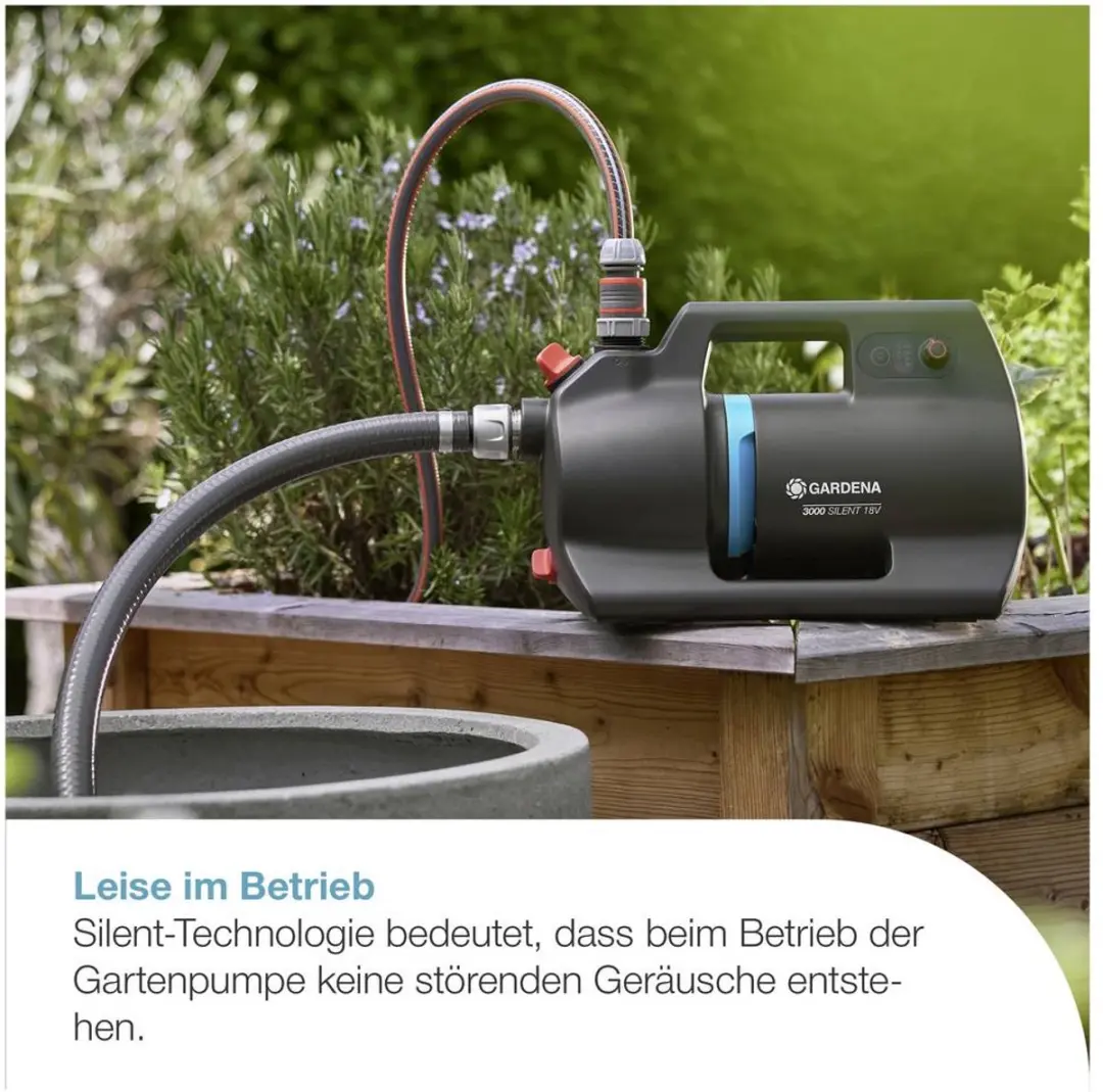 Gardena Akku-Tuinpomp 3000 Silent 18V P4A - 3000 l/h - afbeelding 3 van 6