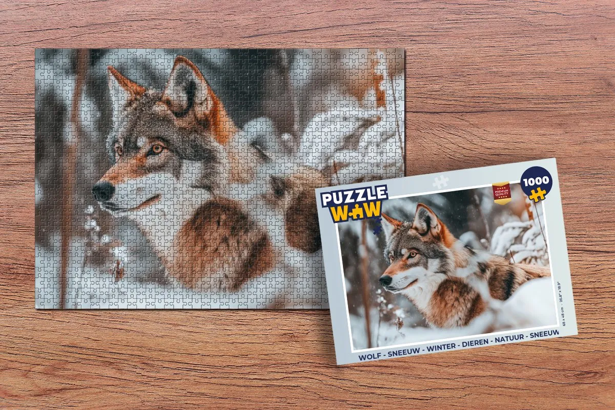 PuzzleWow Sneeuw Legpuzzel 1000 Stuks - Wolf/Winter