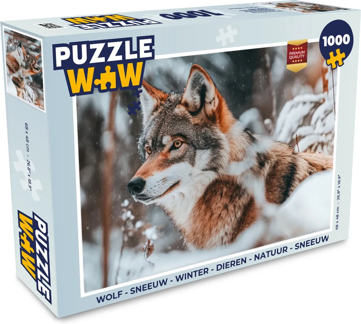 PuzzleWow Sneeuw Legpuzzel 1000 Stuks - Wolf/Winter