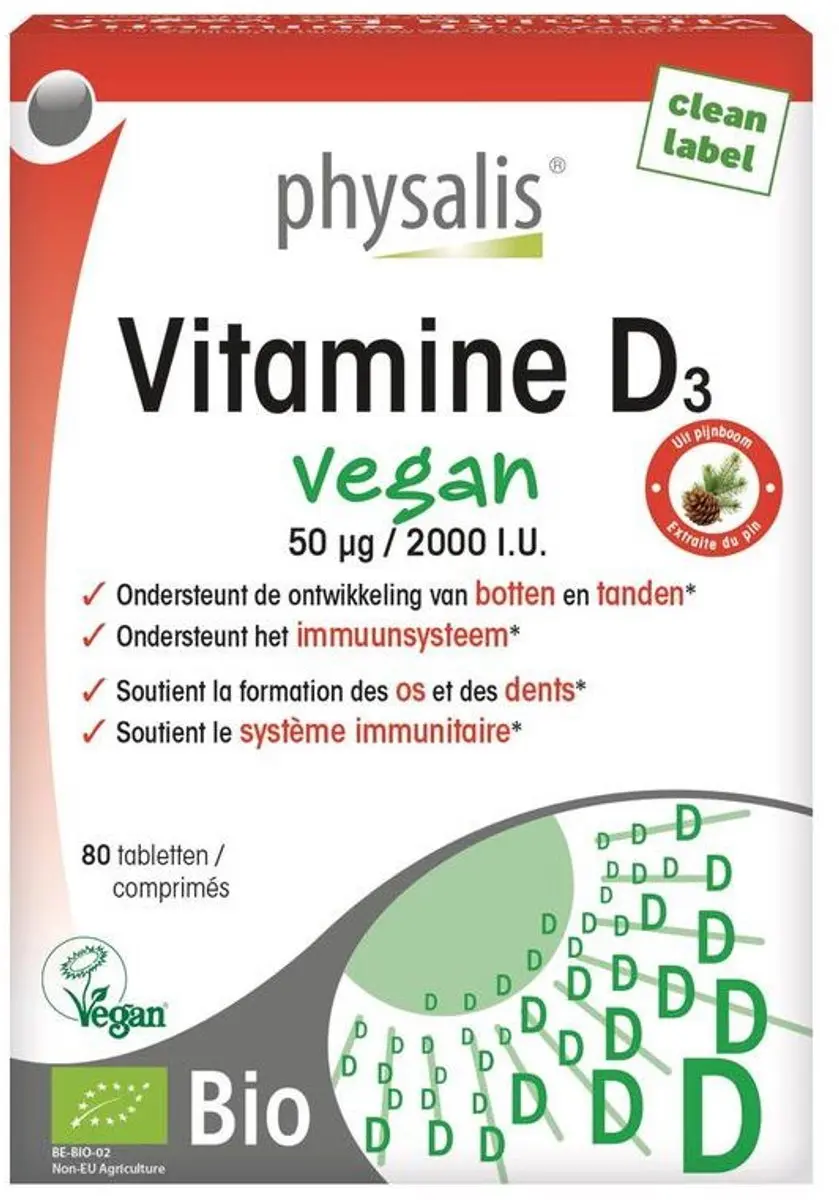 Physalis Vitamine D3 Vegan 80 Tabletten