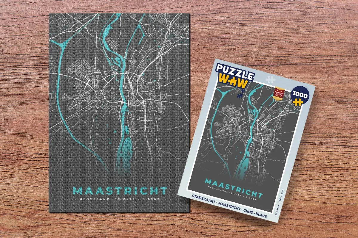 PuzzleWow Maastricht Legpuzzel 1000 Stuks - Stadskaart