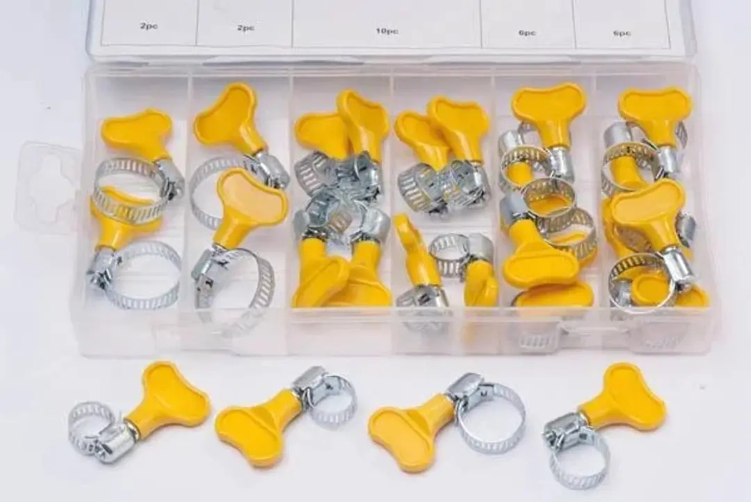Set slangklemmen met handgreep, 26-delig, roestvrij staal, incl. doos