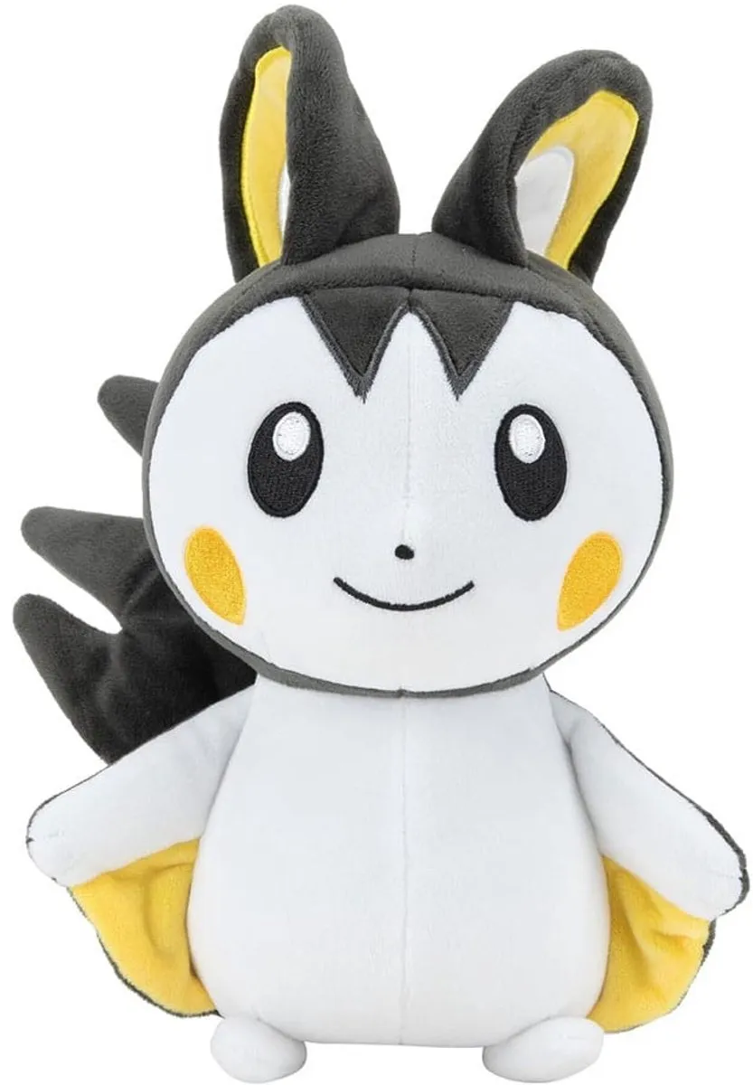 Pokémon Emolga Pluche Knuffel 20cm - Zwart/Wit/Geel