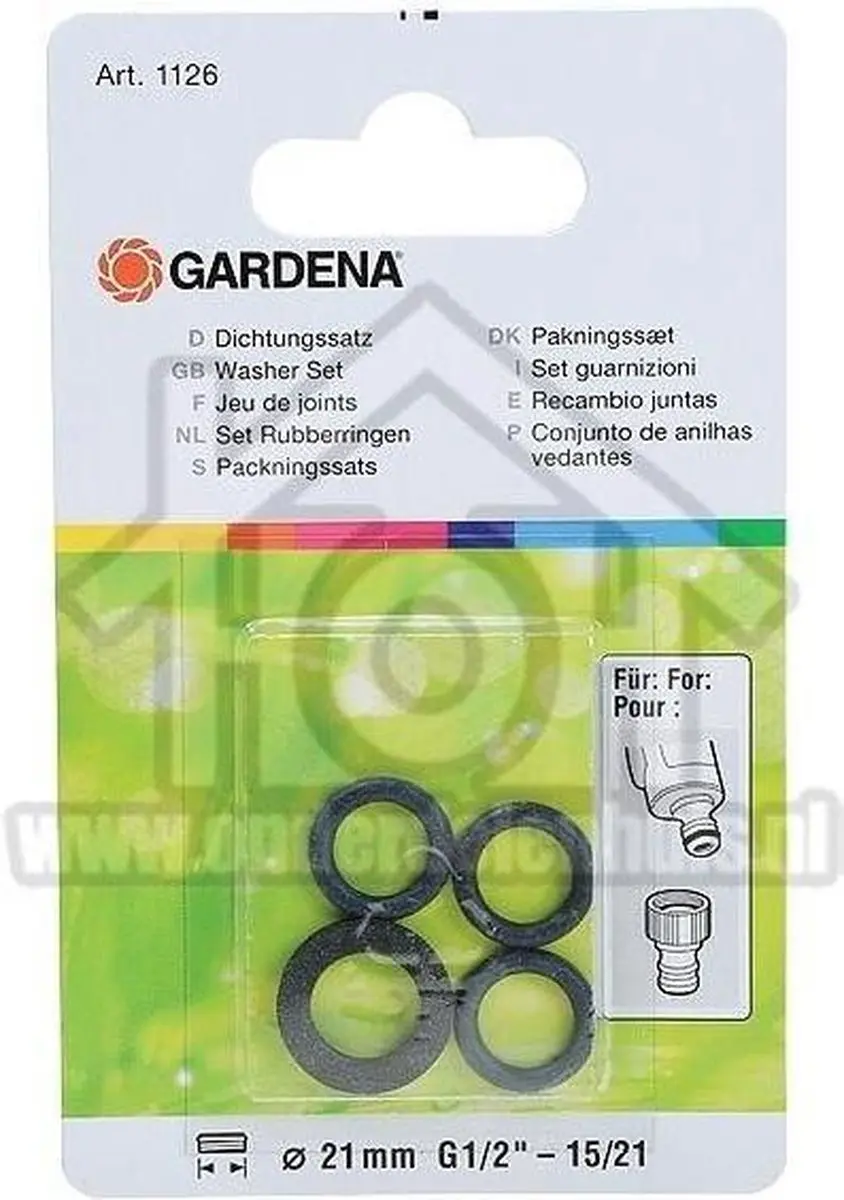 Gardena Ringenset Rubber 1/2" - 4-delig - afbeelding 3 van 4