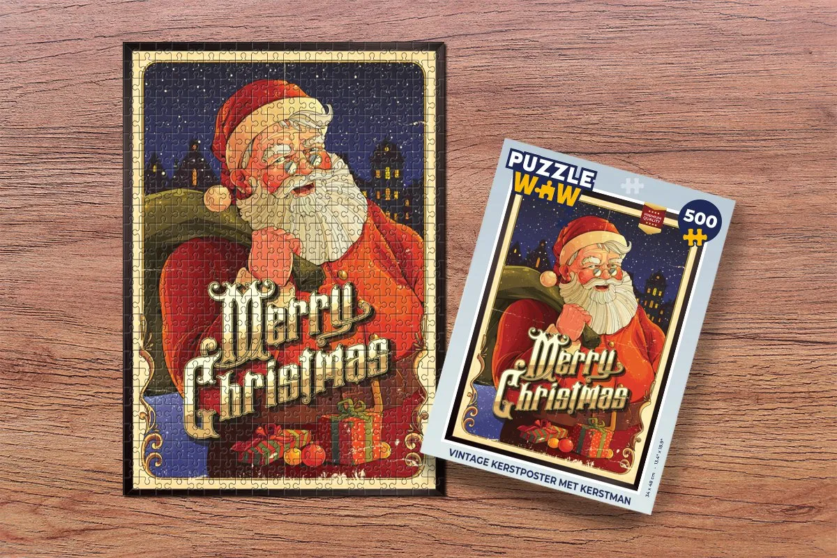 PuzzleWow Vintage Kerstman Legpuzzel 500 Stuks - Multicolor