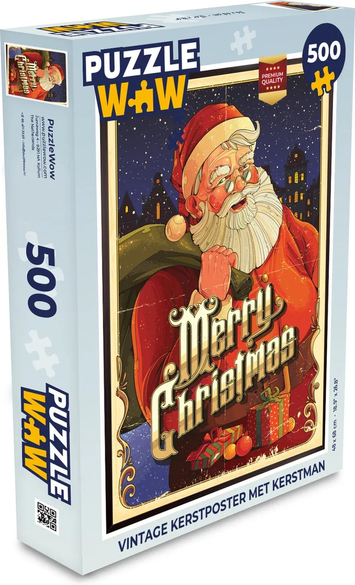 PuzzleWow Vintage Kerstman Legpuzzel 500 Stuks - Multicolor