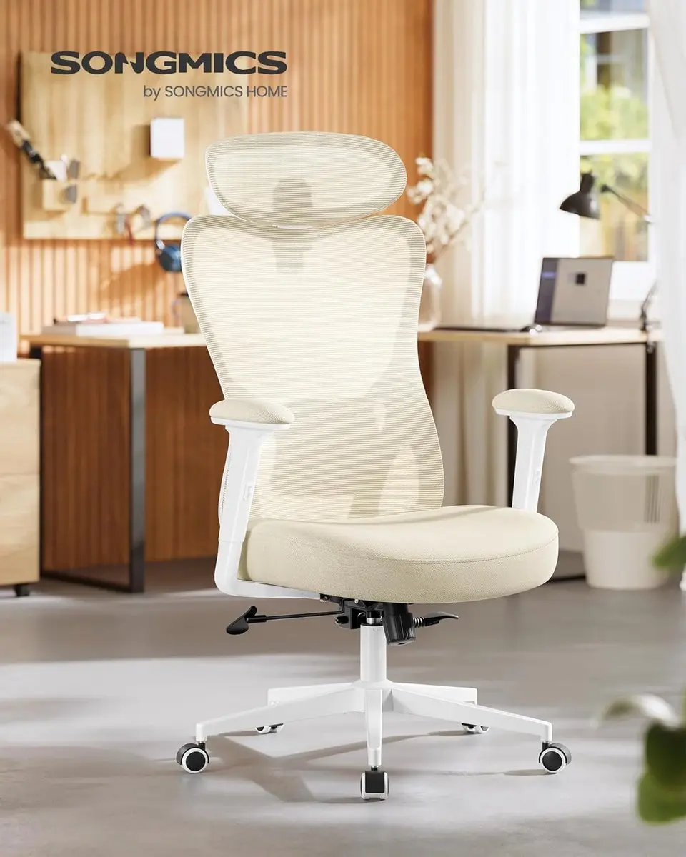 Songmics Ergonomische Bureaustoel - Zandbeige - 150 kg - afbeelding 4 van 6