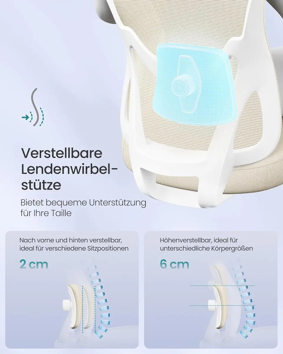 Songmics Ergonomische Bureaustoel - Zandbeige - 150 kg - afbeelding 6 van 6