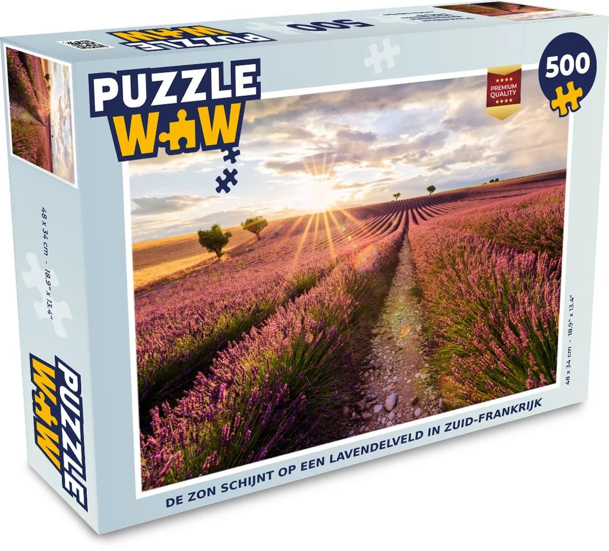 PuzzleWow Legpuzzel De zon schijnt op een lavendelveld Zuid-Frankrijk 500 Stuks