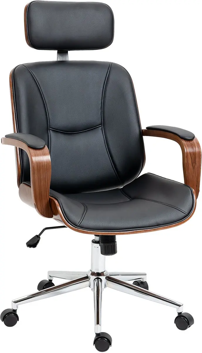 Vinsetto-Bureaustoel-66x65x125cm-Polyurethaan-Zwart