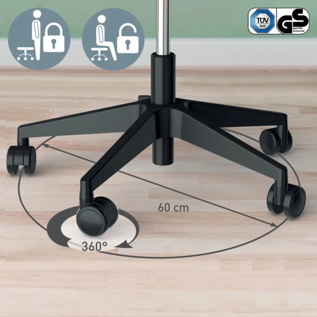 Leitz Ergo Zitkruk met Wieltjes - Zwart - afbeelding 5 van 6