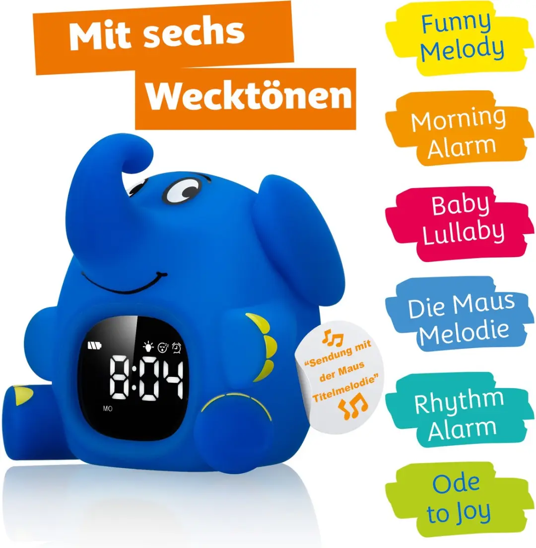 Bresser DieMaus Wekker Olifant - Blauw - afbeelding 2 van 6