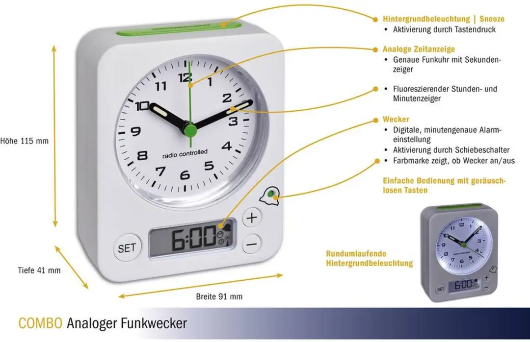 TFA Dostmann Wekker 60.1511.02.04 - Wit - afbeelding 2 van 3
