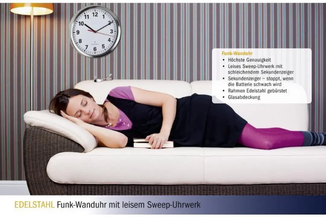 TFA Dostmann Silent Brushed Aluminium Klok 22cm - AA - afbeelding 4 van 5