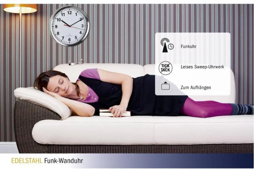 TFA Dostmann Silent Brushed Aluminium Klok 22cm - AA - afbeelding 2 van 5