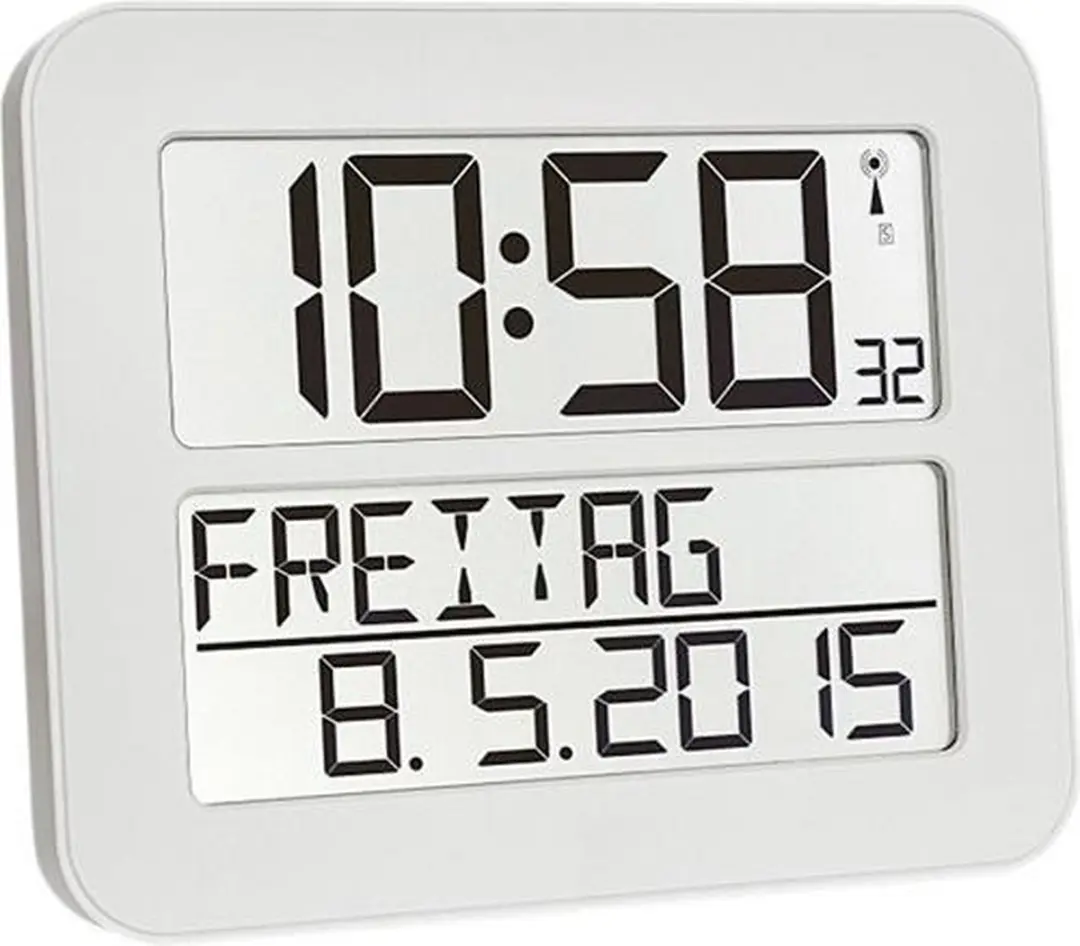 TFA Dostmann 60.4512.02 Digitaal Klok - Zendergestuurd - 7 Talen - Wit - afbeelding 5 van 5