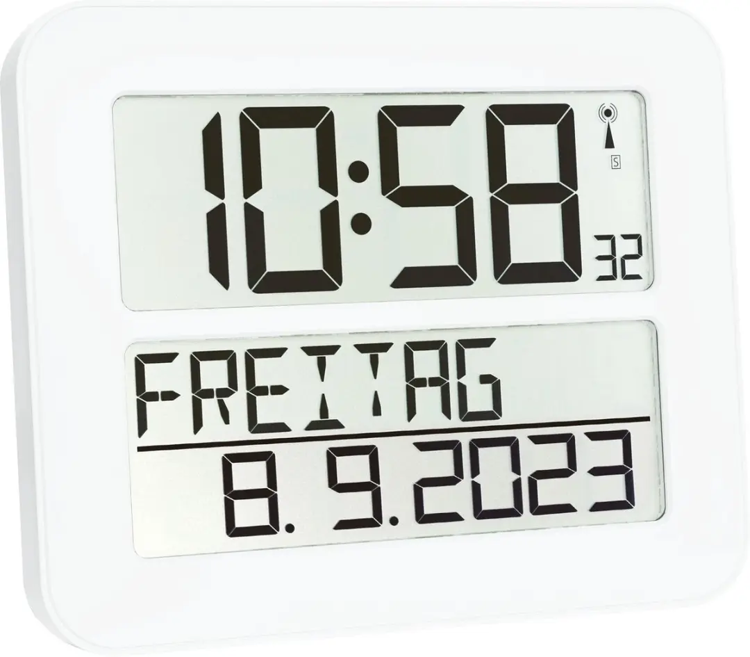 TFA Dostmann 60.4512.02 Digitaal Klok - Zendergestuurd - 7 Talen - Wit - afbeelding 3 van 5
