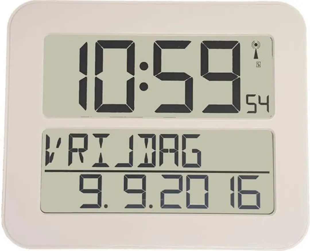 TFA Dostmann 60.4512.02 Digitaal Klok - Zendergestuurd - 7 Talen - Wit - afbeelding 2 van 5