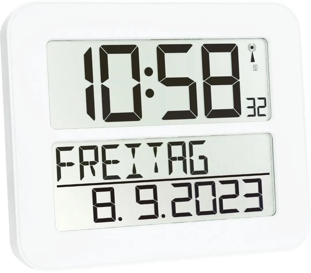 TFA Dostmann 60.4512.02 Digitaal Klok - Zendergestuurd - 7 Talen - Wit - afbeelding 4 van 5