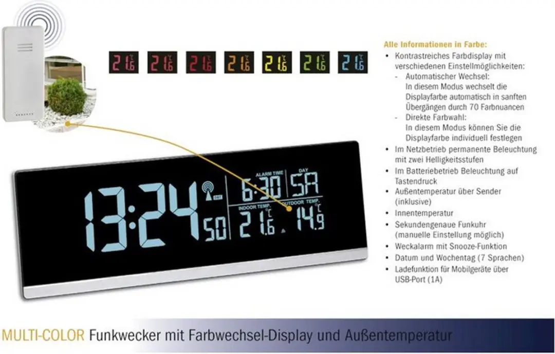 TFA Dostmann Wekker Zendergestuurd 60.2548.01 - Zwart - afbeelding 4 van 5