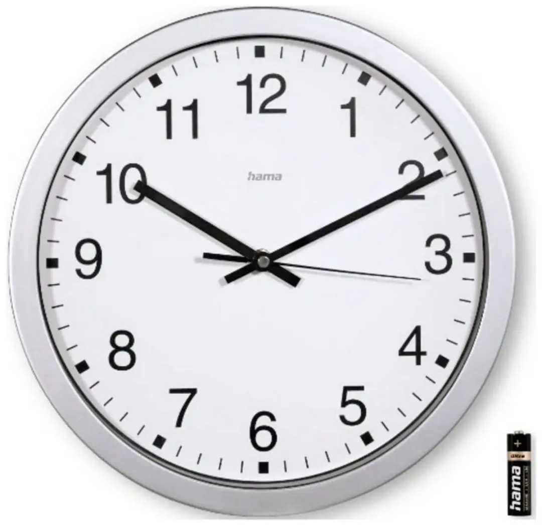 Hama Mallorca Wandklok 30cm - Zilver/Wit - afbeelding 3 van 5