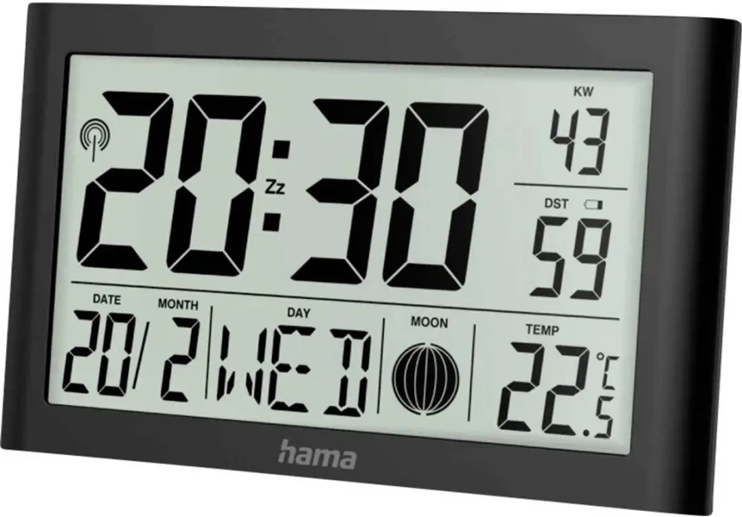 Hama Wandklok Martinique Radiogestuurd - Thermometer/Hygrometer Zwart - afbeelding 5 van 6