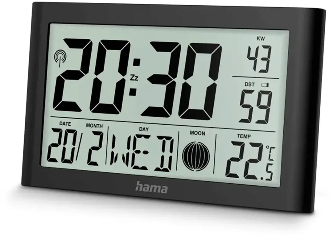 Hama Wandklok Martinique Radiogestuurd - Thermometer/Hygrometer Zwart - afbeelding 6 van 6