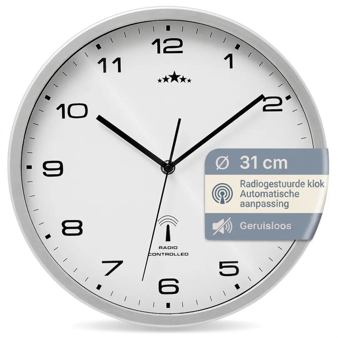 Monzana Wandklok Radiogestuurd Ø31cm