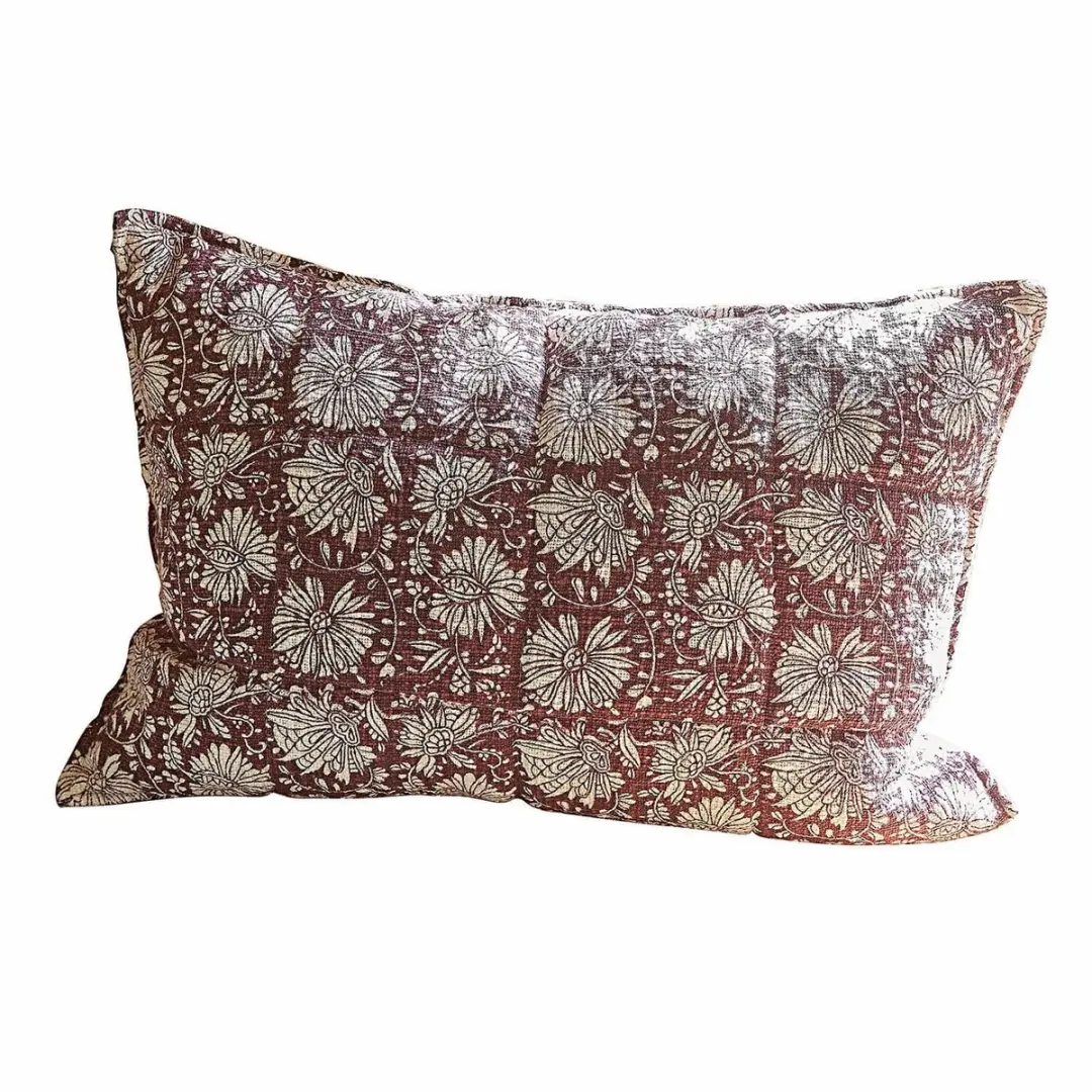 Loberon Kussenhoes Soleique Bordeaux/Wit