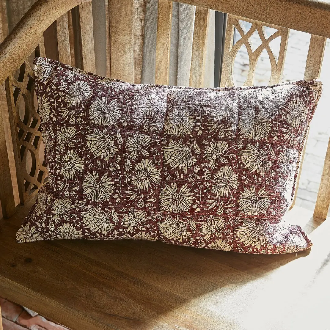 Loberon Kussenhoes Soleique Bordeaux/Wit - afbeelding 6 van 6