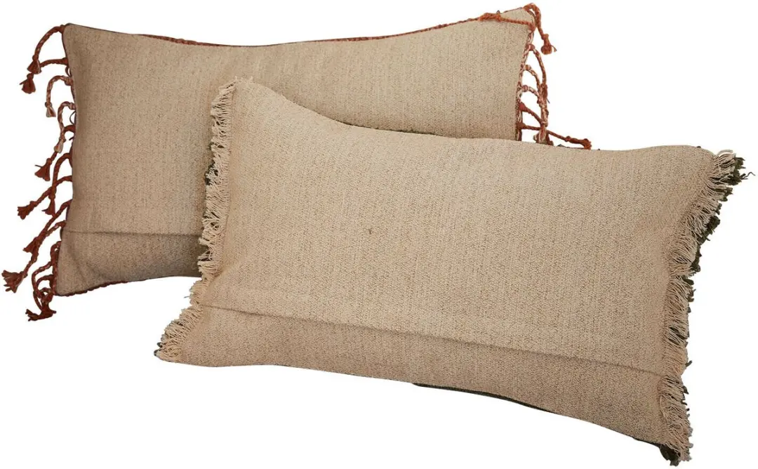 Loberon Kussenhoes Set 2 Stuks - Winlow Groen/Terracotta - afbeelding 4 van 5
