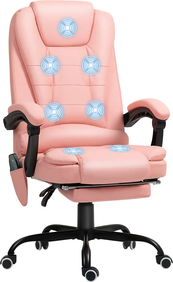 Vinsetto-Massagestuhl-Kunstleder, Schaumstoff-67B x 67T x 111-121H cm-Rosa