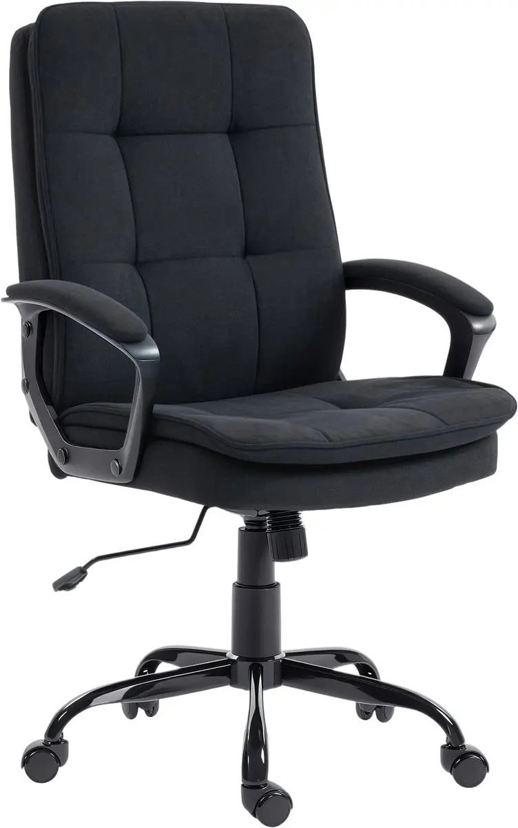 HOMCOM Office Chair-Leinen-63 x 70 x 112 cm-Schwarz