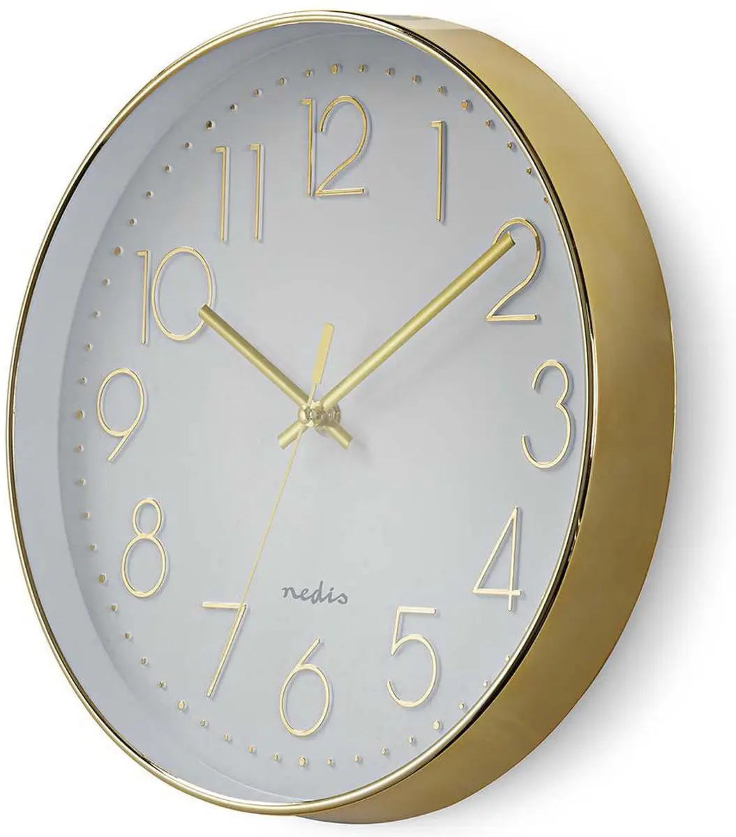 Nedis Wandklok 30cm - Goud/Wit - afbeelding 2 van 6