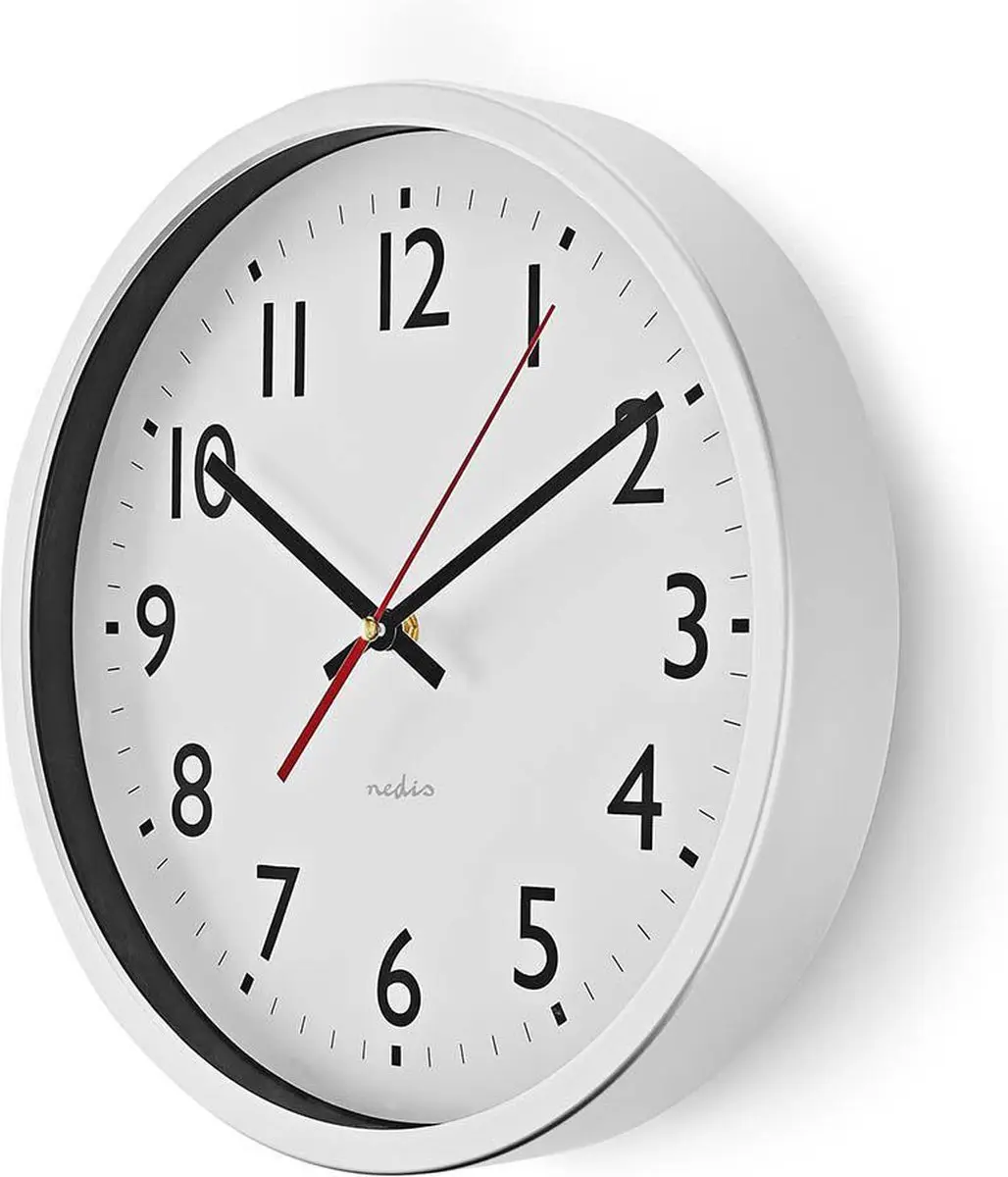 Nedis Wandklok CLWA110WT - 30cm - Wit/Zilver - afbeelding 5 van 6
