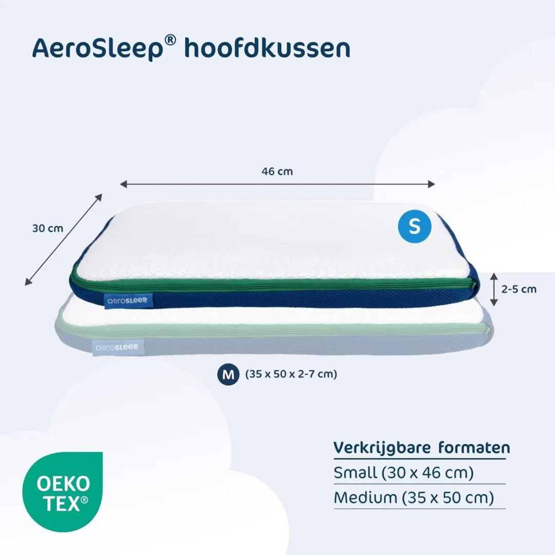 AeroSleep SafeSleep 3D Hoofdkussen Small 30x46cm - Wit - afbeelding 5 van 6