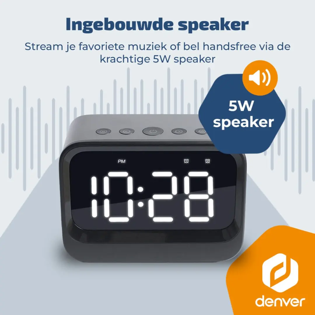 Denver EC-54B Digitale Wekker - Bluetooth Speaker - Zwart - afbeelding 4 van 6