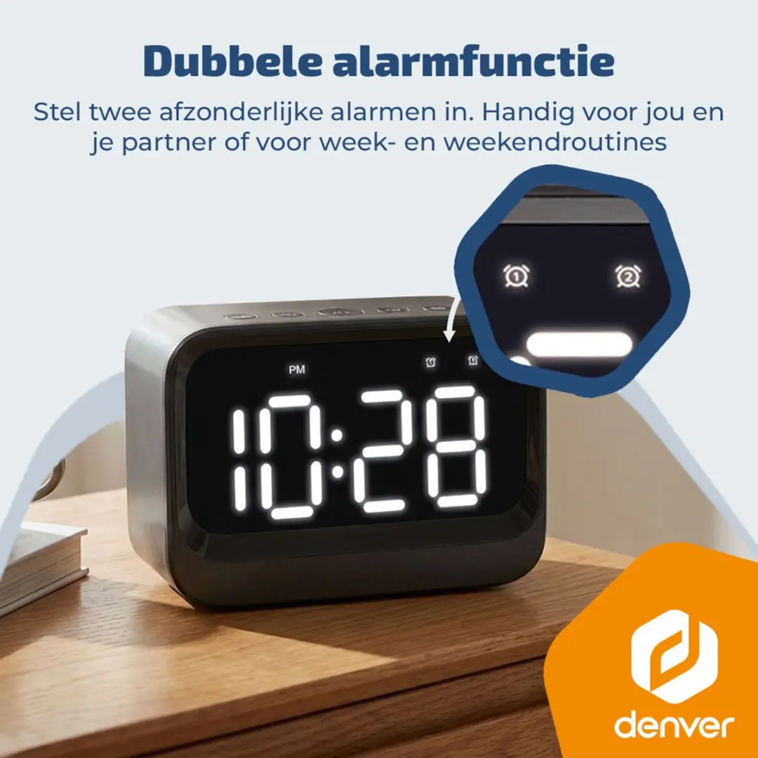 Denver EC-54B Digitale Wekker - Bluetooth Speaker - Zwart - afbeelding 3 van 6
