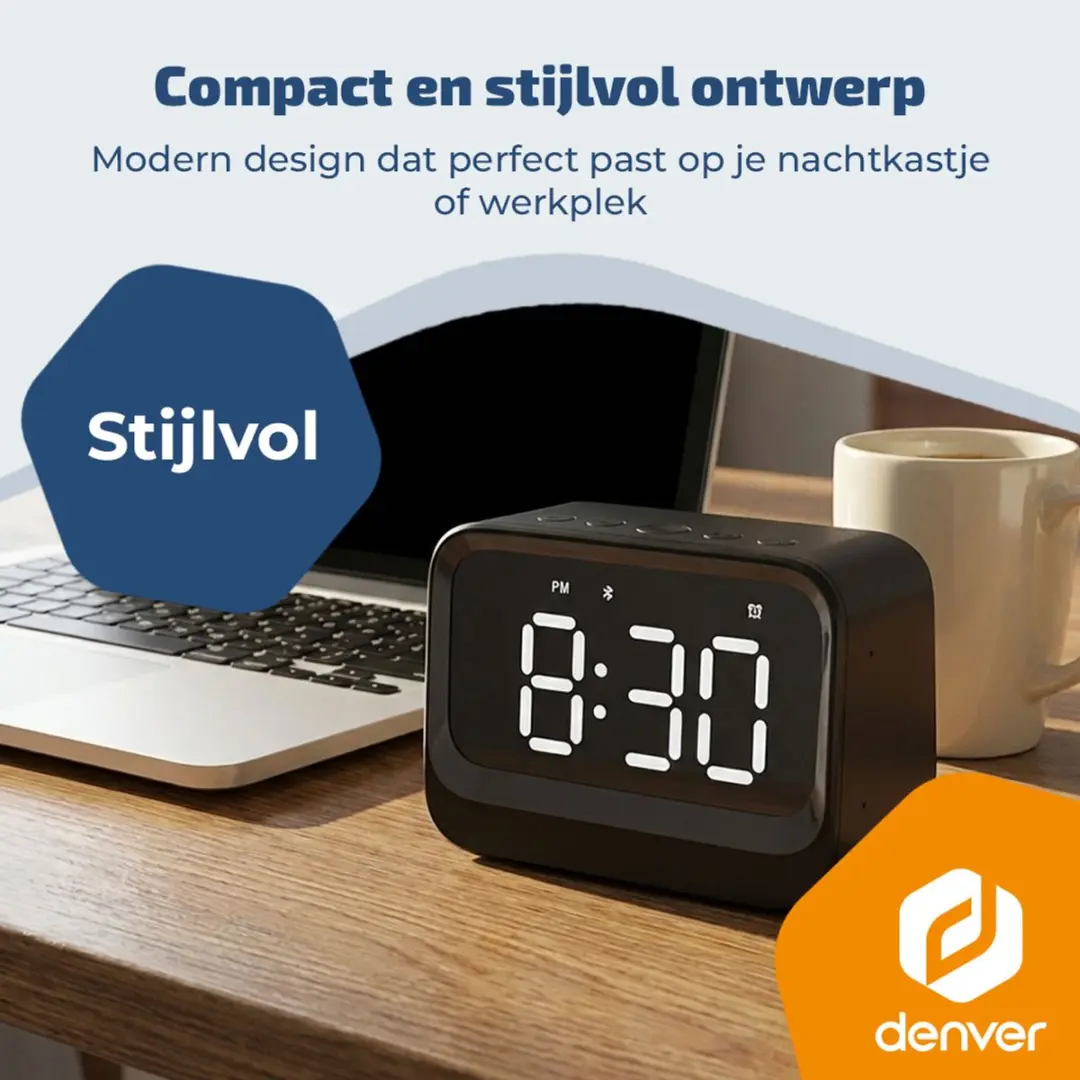 Denver EC-54B Digitale Wekker - Bluetooth Speaker - Zwart - afbeelding 6 van 6